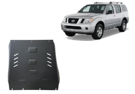 Steel gearbox and differential skid plate for Nissan Pathfinder