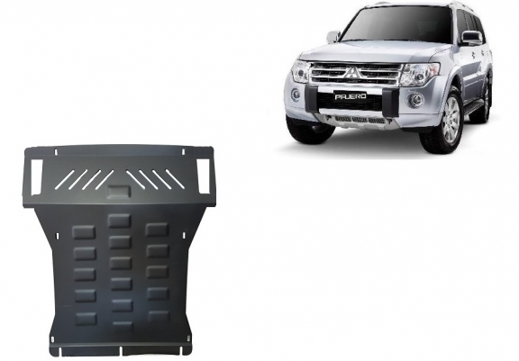 Steel skid plate for the protection of the engine and the radiator for Mitsubishi Pajero 4 (V80, V90)