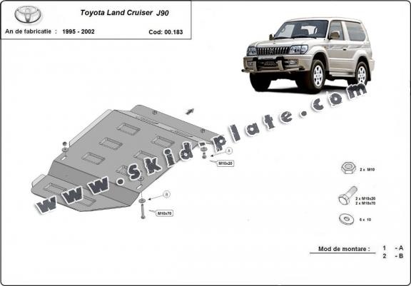 Steel gearbox skid plate for Toyota Land Cruiser J90 - only for 3 doors model