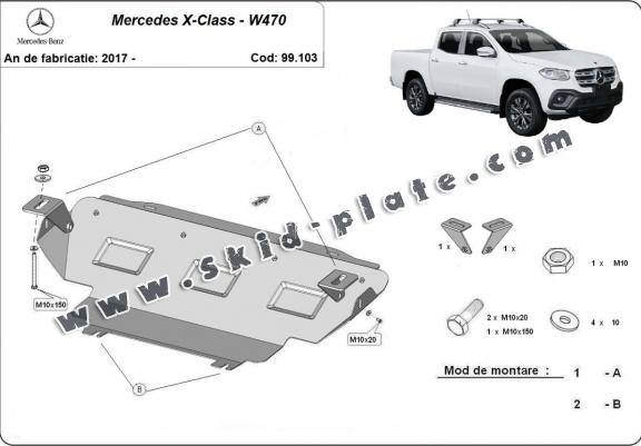 Steel radiator skid plate for Mercedes X-Class