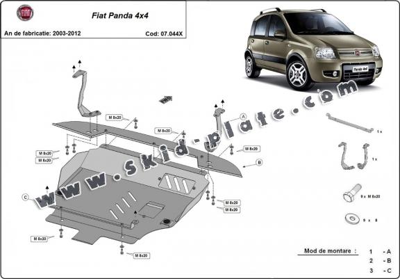 Steel skid plate for Fiat Panda 4x4