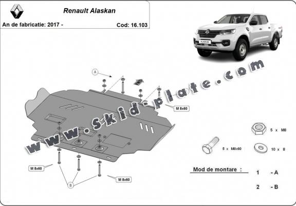 Steel skid plate for Renault Alaskan