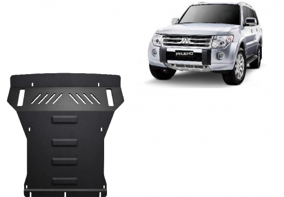 Steel skid plate for the protection of the engine and the radiator for Mitsubishi Pajero 4 (V80, V90)