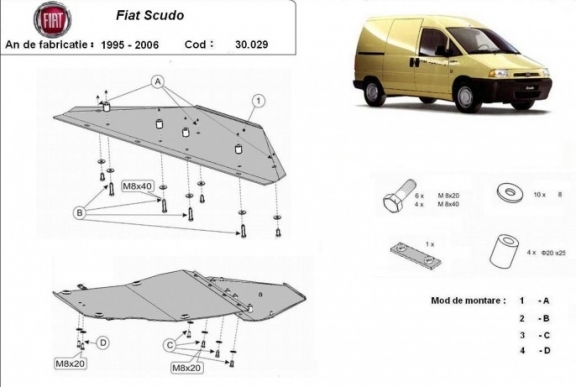 Steel skid plate for Fiat Scudo