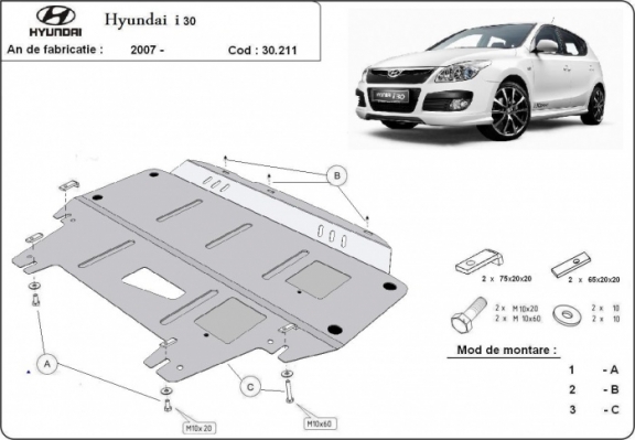 Steel skid plate for Hyundai I30
