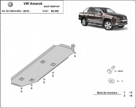 Steel fuel tank skid plate  for Volkswagen Amarok