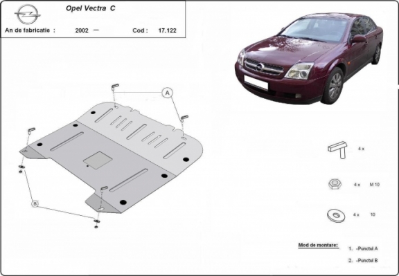 Steel skid plate for Opel Vectra C