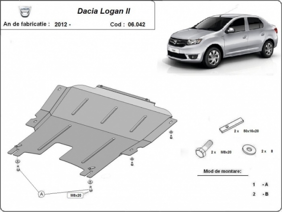 Steel skid plate for Dacia Logan 2