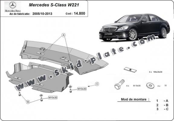 Steel skid plate for Mercedes S-Classe W221 - 4x2