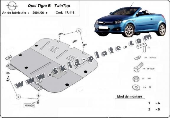 Steel skid plate for Opel Tigra