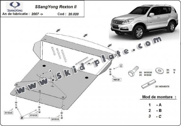 Steel skid plate for SsangYong Rexton 2