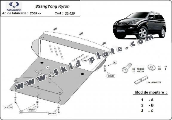 Steel skid plate for SsangYong Kyron