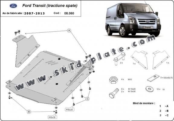 Steel skid plate for Ford Transit - RWD