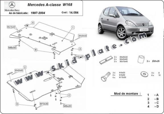 Steel skid plate for Mercedes A-Classe W168