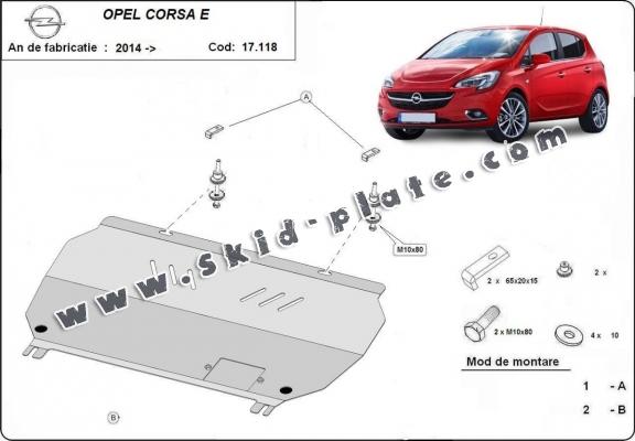 Steel skid plate for Opel Corsa E