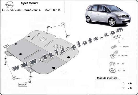 Steel skid plate for Opel Meriva