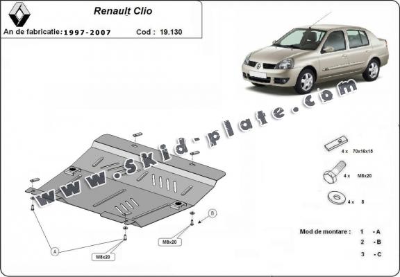 Steel skid plate for Renault Clio 2