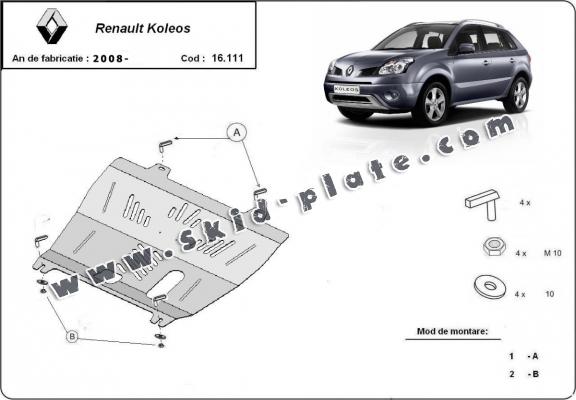 Steel skid plate for Renault Koleos