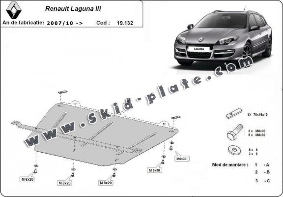 Steel skid plate for Renault Laguna 3