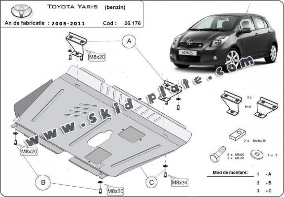 Steel skid plate for Toyota Yaris - petrol
