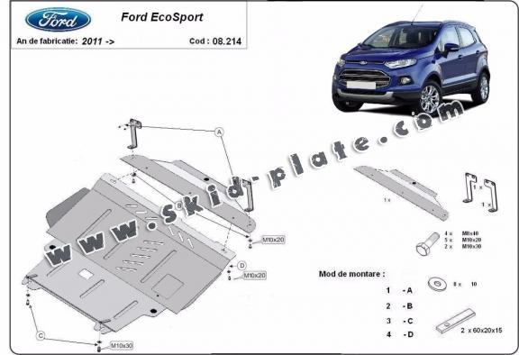 Steel skid plate for the protection of the engine and the gearbox for   Ford EcoSport