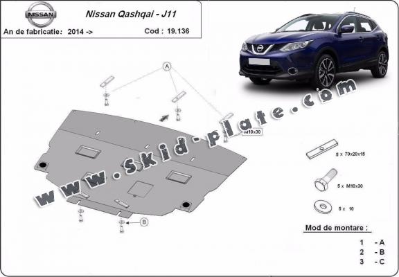 Steel skid plate for Nissan Qashqai J11
