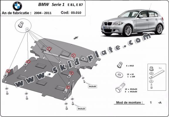 Steel skid plate for BMW Seria 1 E81;E87