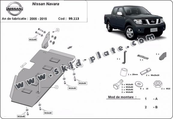 Steel fuel tank skid plate  for Nissan Navara D40