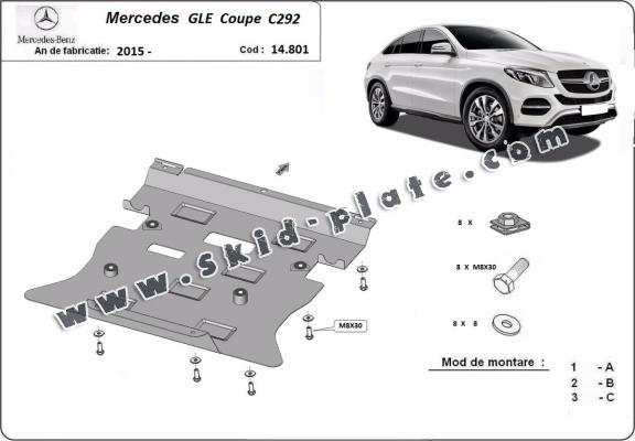 Steel skid plate for Mercedes GLE Coupe C292