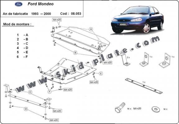 Steel skid plate for Ford Mondeo 1,2