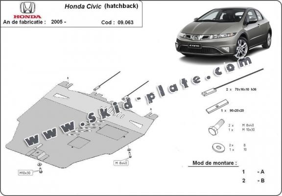 Steel skid plate for Honda Civic (hayon)