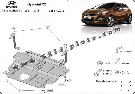 Steel skid plate for Hyundai i30