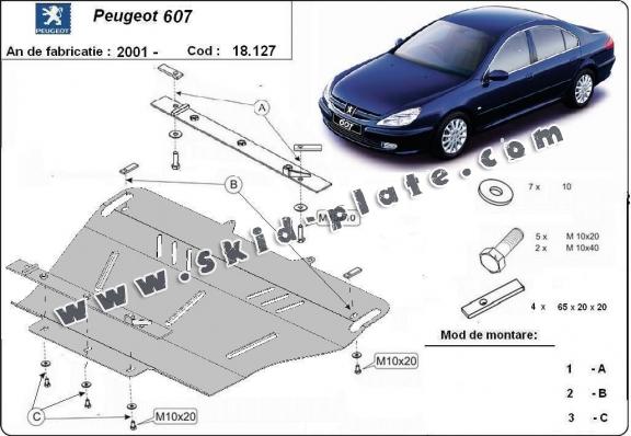 Steel skid plate for Peugeot 607