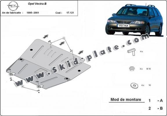 Steel skid plate for Opel Vectra B