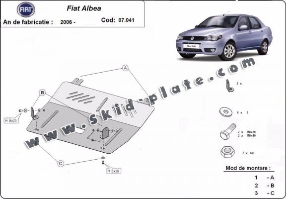 Steel skid plate for Fiat Albea