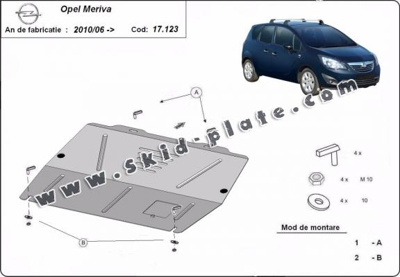 Steel skid plate for Opel Meriva B 