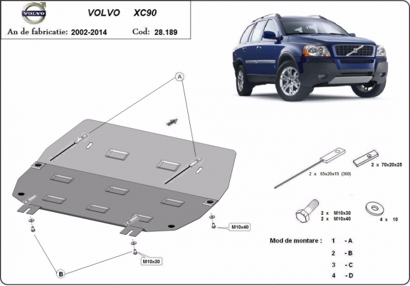 Steel skid plate for Volvo XC90