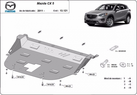 Steel skid plate for Mazda CX5