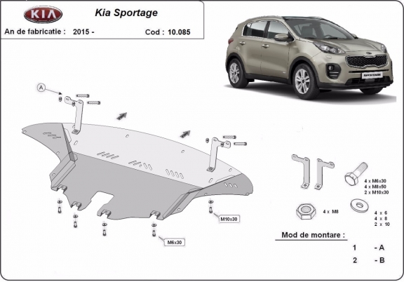 Steel skid plate for Kia Sportage