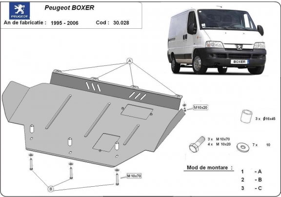 Steel skid plate for Peugeot Boxer