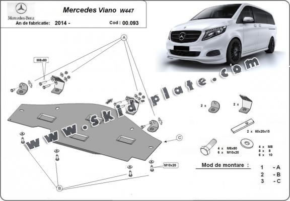 Steel skid plate for the protection of the Stop&Go system Mercedes Viano W447, 4x2, 1.6 D