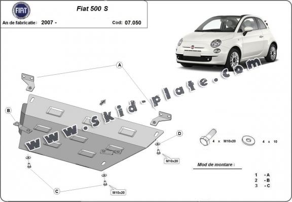 Steel skid plate for Fiat 500 S