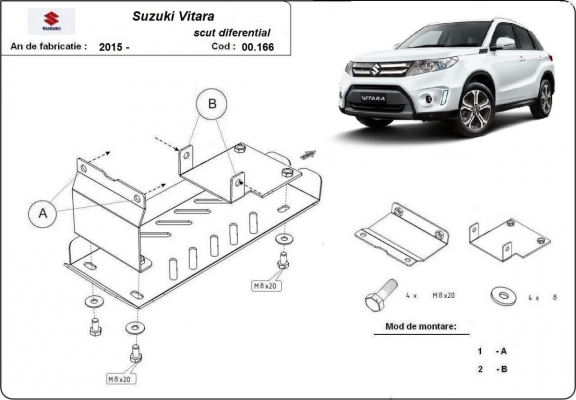 Steel diferential skid plate for Suzuki Vitara