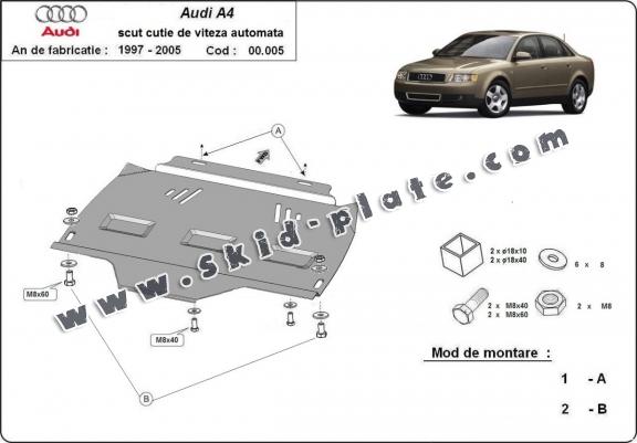 Steel automatic gearbox skid plate forAudi A4  B6