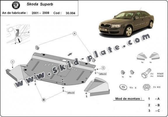 Steel skid plate for Skoda Superb - 1,8  1,9 2,0 TDI