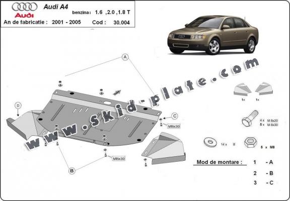 Steel skid plate for Audi A4  B6