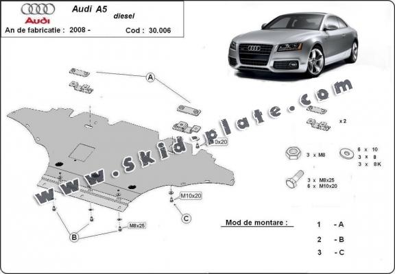 Steel skid plate for Audi A5, diesel