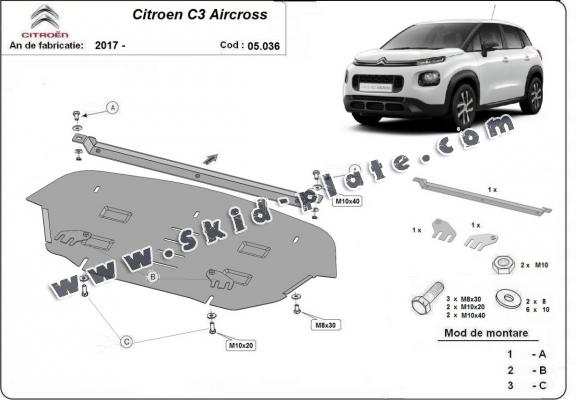 Steel skid plate for Citroen C3 Aircross