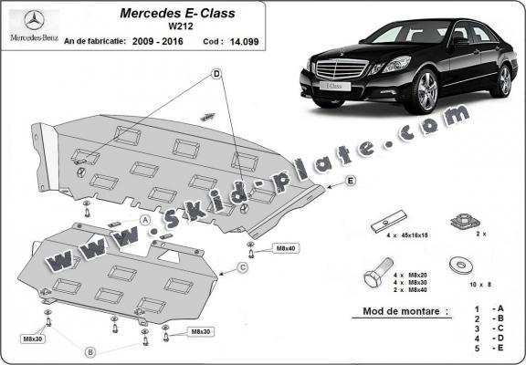 Steel skid plate for Mercedes E-Classe W212