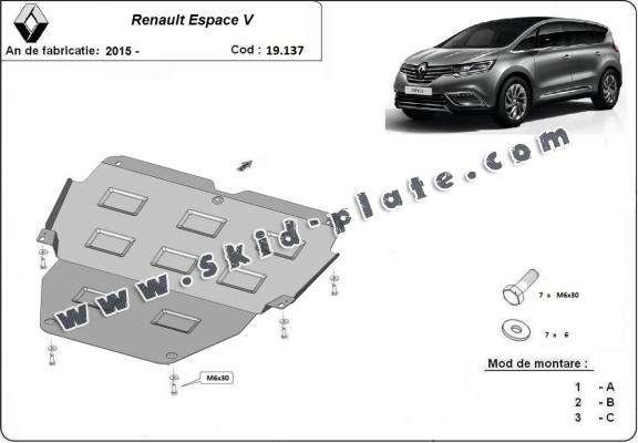 Steel skid plate for Renault Espace 5